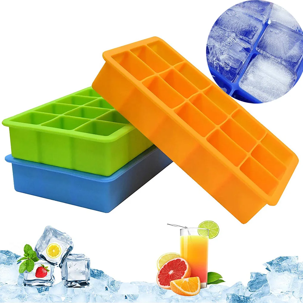 Square Ice Cube Mold Silicone Ice Cube Tray DIY Home Ice Cuber Maker Mould For Party Bar Whisky Drinks 3D Silicone Ice Tray Mold