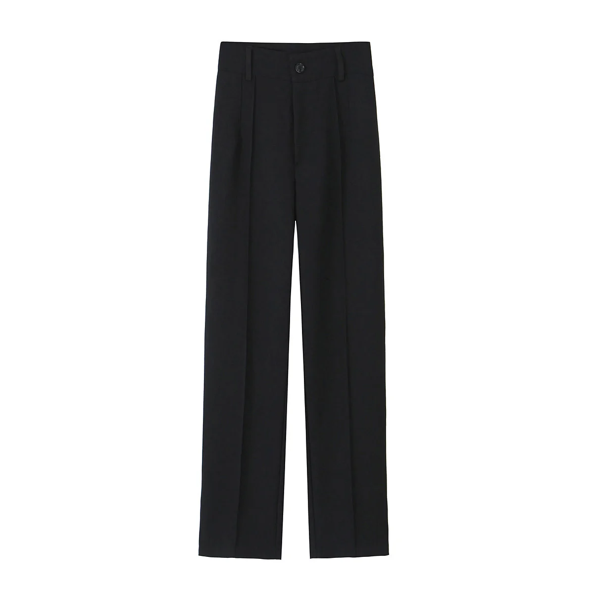 DUOPERI Women baggy pants Fashion Solid Straight Pant High Waist Full Length Casual Female Chic Lady Trousers