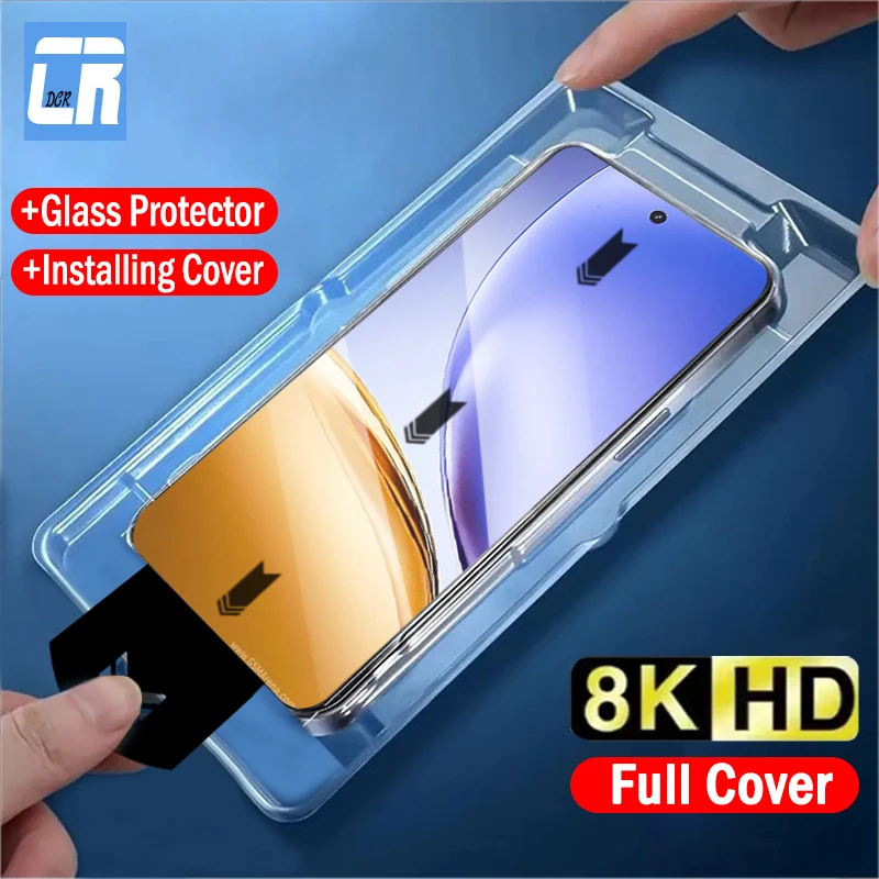 1-2pcs Dust Free Easy Installation Screen Protector for Realme 14 14X 12X 11X 10T 9i 10 Pro Note 70T 60X 60 50 Tempered Glass