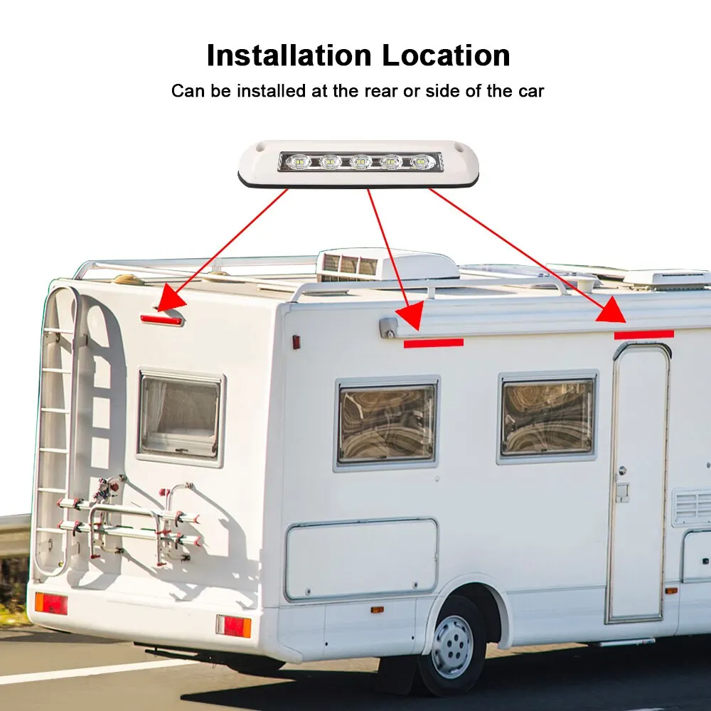 12V/24V Waterproof RV Awning Light, LED Porch Lamp for Motorhome Caravan Camper Van Trailer, Outdoor Exterior Wall Light for Cam