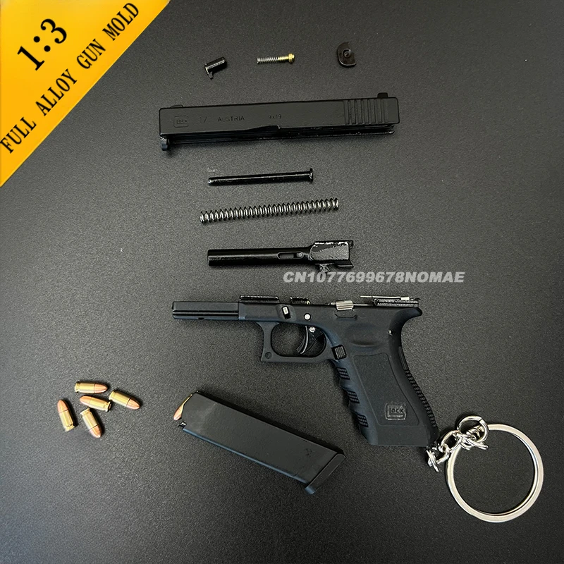 Hot Portable Toy Gun Model Keychain Alloy Empire Glock G17 Pistol Shape Weapon Mini Metal Shell Ejection Free Assembly With Box