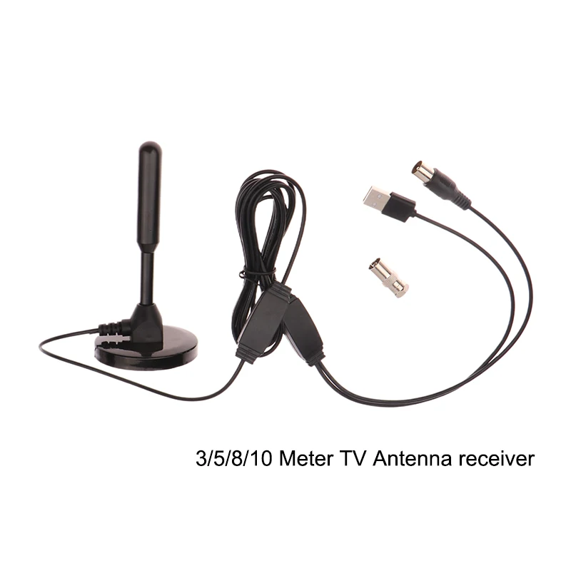 Antenne de télévision numérique intérieure HD, amplificateur de signal, récepteur de signal longue portée, DVB-T DTMB, antenne de réception numérique avec adaptateur, 3 m, 5 m, 10m