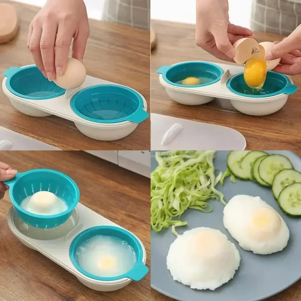 For Microwave Poached Eggs, Microwave Poached Egg Template with Lid (dishwasher), Black