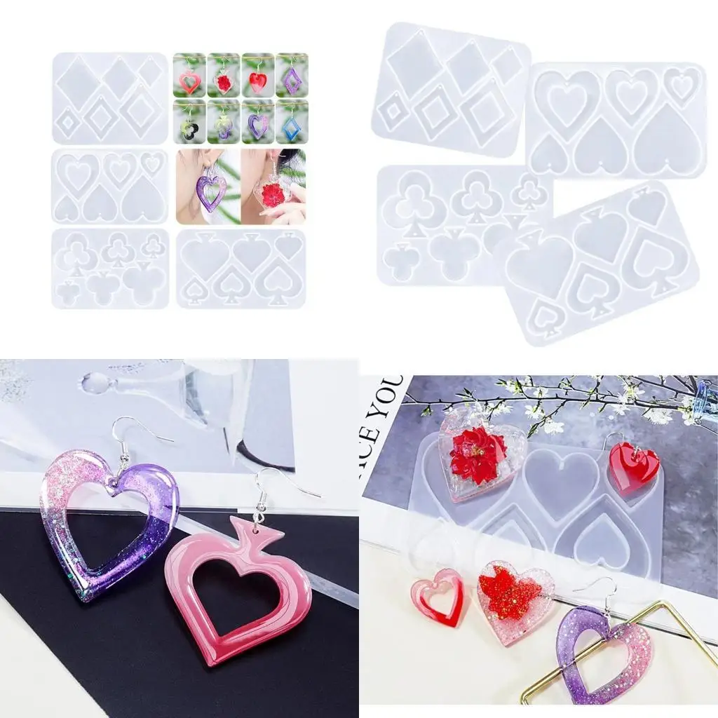 

A52E Crystal Epoxy Resin Mold Earring Mold Red Peach/Plum Blossoms/Square/Spade Charm