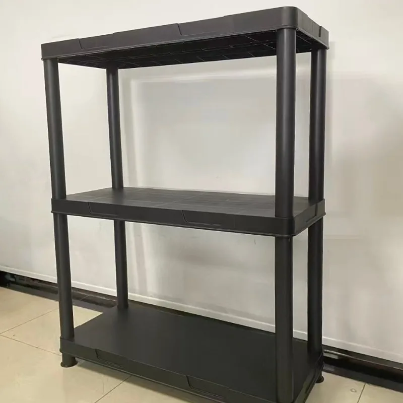 2 3 4 5-layer adjustable boltless self-standing plastic storage rack for home storage, black storage rack unit