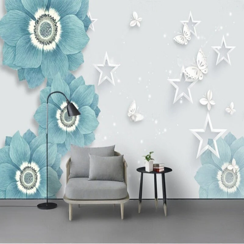 Modern butterfly star flower simple TV luxurious home decoration bedroom sofa background wall