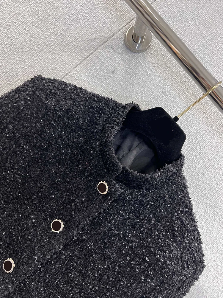 SVORYXIU Herfst 2025, dames nieuwe stijl, vintage stijl, opstaande kraag, weven, enkele rij gesp, middellange stijl jas