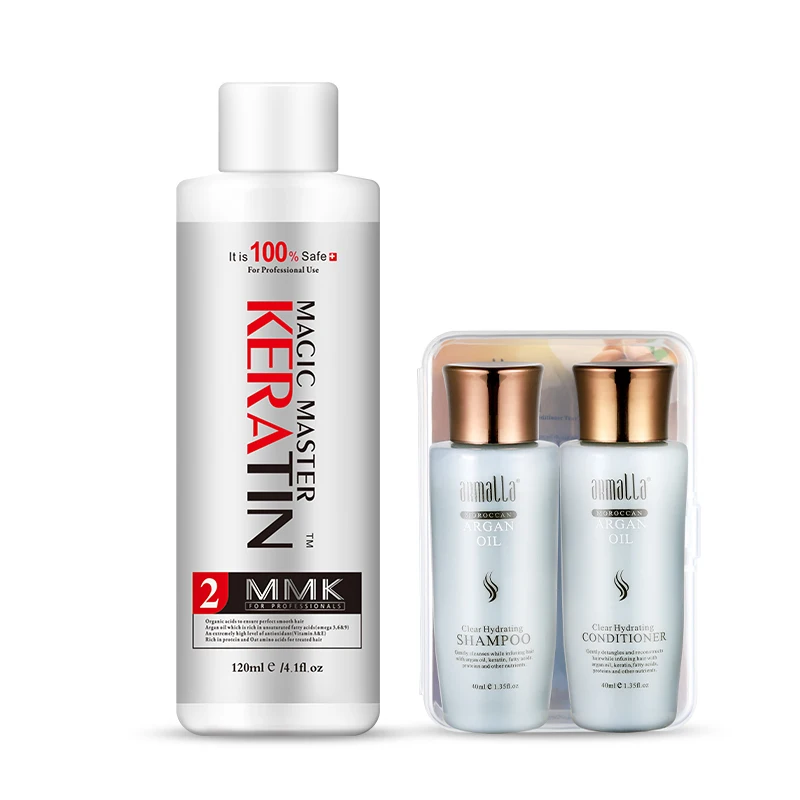 

Without Formalin 120ml Magic Master Keratin Repair Treatment Curly Hair Coconut Smelling Hair Treatment with Free Travel Set