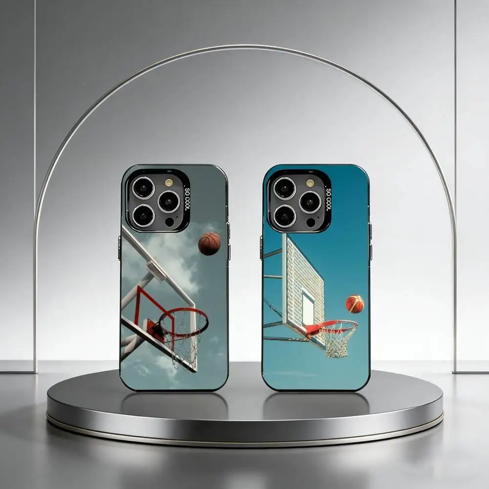 

Basketball sports style Phone Case For iPhone 17,16,15,14,13,12,11 Plus,Pro Max,XS,Colorful Silver Phone case Funda Cover