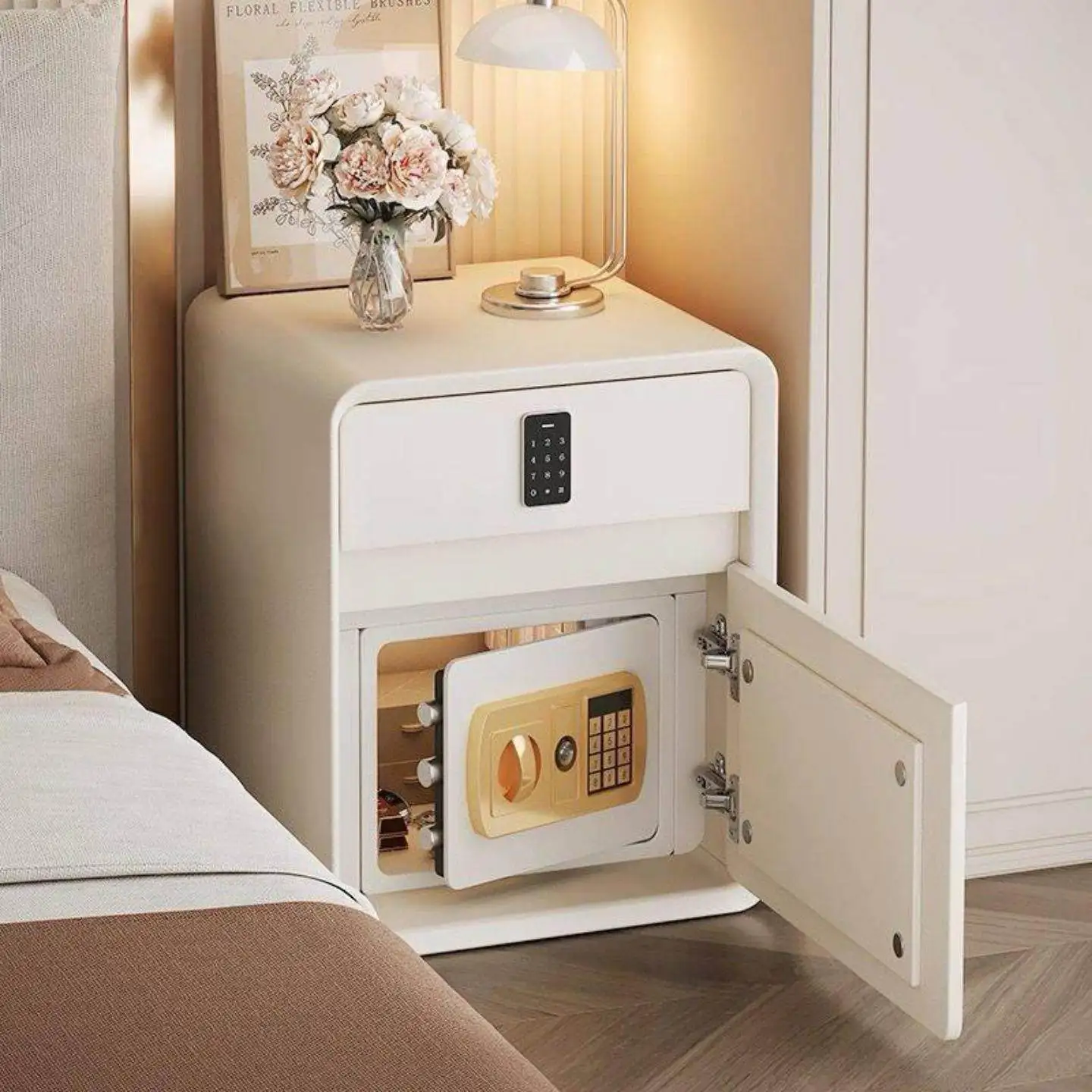 

Smart bedside table, safe, integrated home light luxury, high-end sense of hidden compartment, password with lock, hidden