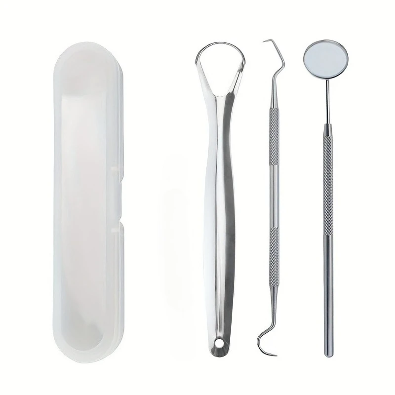 Stainless Steel Lightweight Portable Oral Hygiene Tools,Tongue Scraper, Multi-Functional Portable Tongue and Interdental Cleaner
