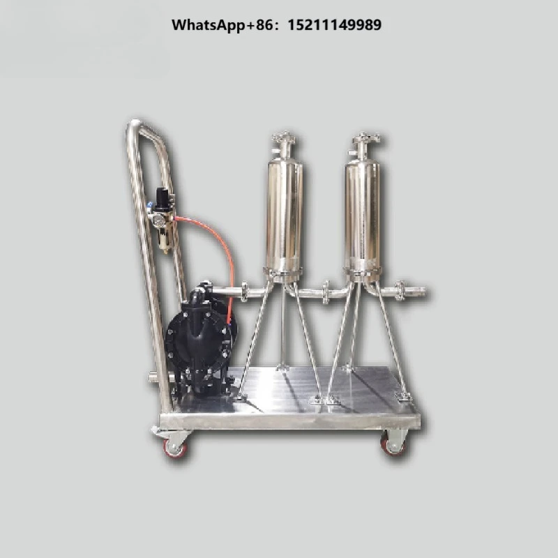 Two-Stage Mobile Stainless Steel Cartridge Filter Precision Solid-Liquid Separation Equipment 500 L/h Industrial Use for
