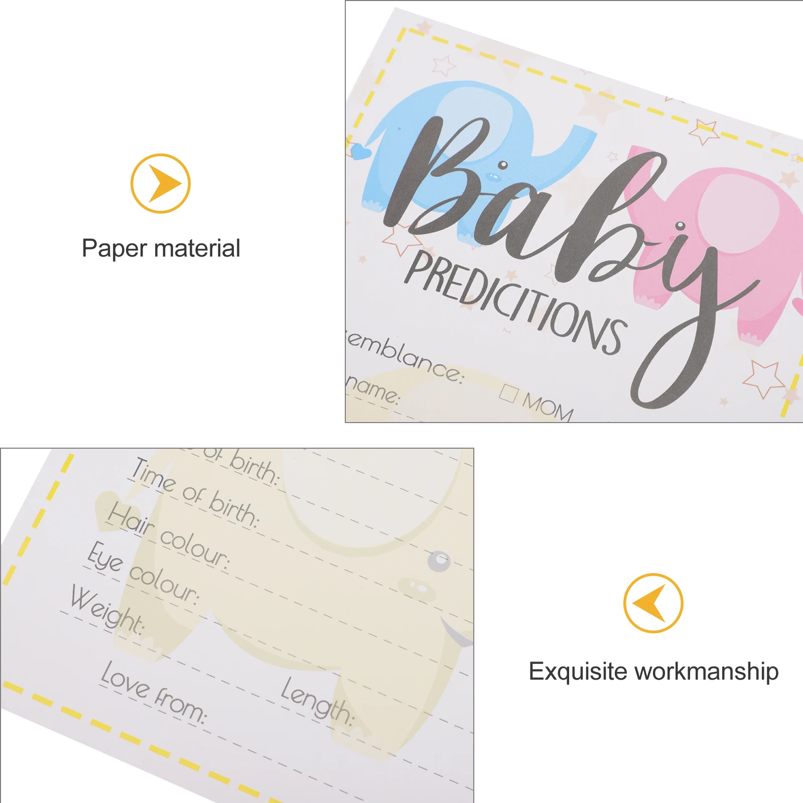 

20pcs Prediction Cards Baby Shower Game Party Accessories Prediction Advice Cards Baby Gender Reveal Crack for New
