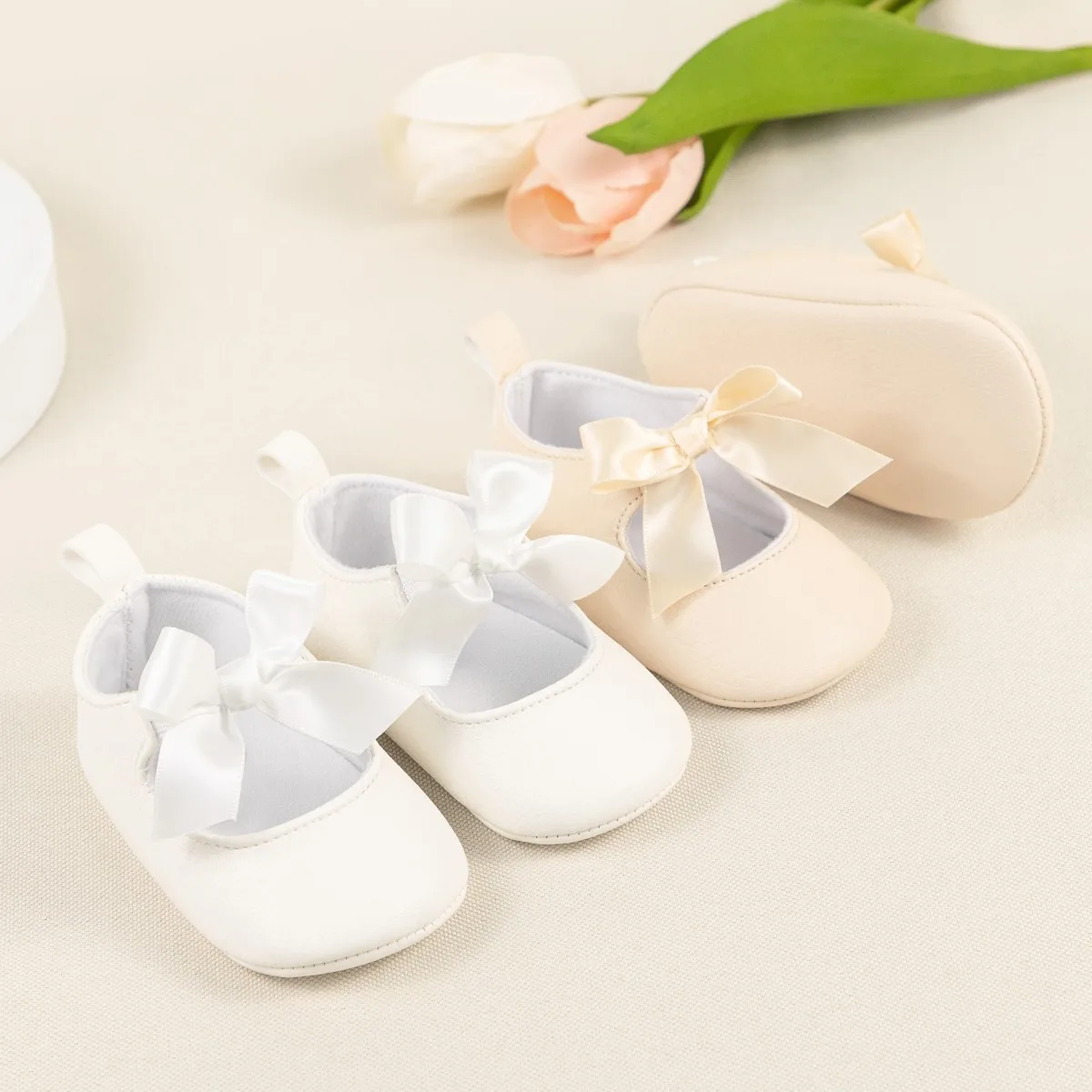 

Newborn Baby Girls Princess Shoes Bow-knot Dress Shoes PU Leather Rubber Soft-sole Non-slip Casual First Walkers Toddler Shoes