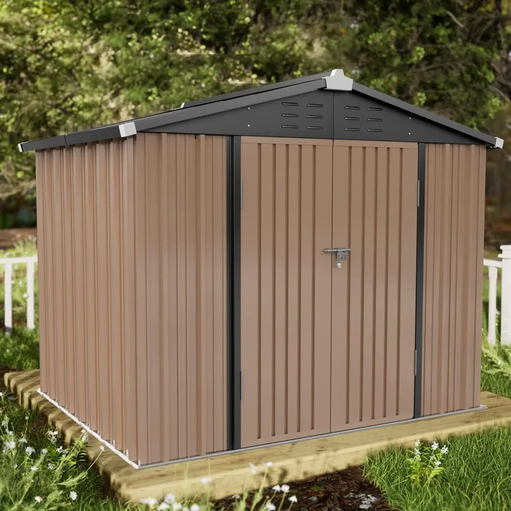 

Outdoor Storage Shed, Waterproof Storages Building, Sturdy Tool Shed for Garden/Backyard, 8x6 Outdoor Garden Storage Sheds