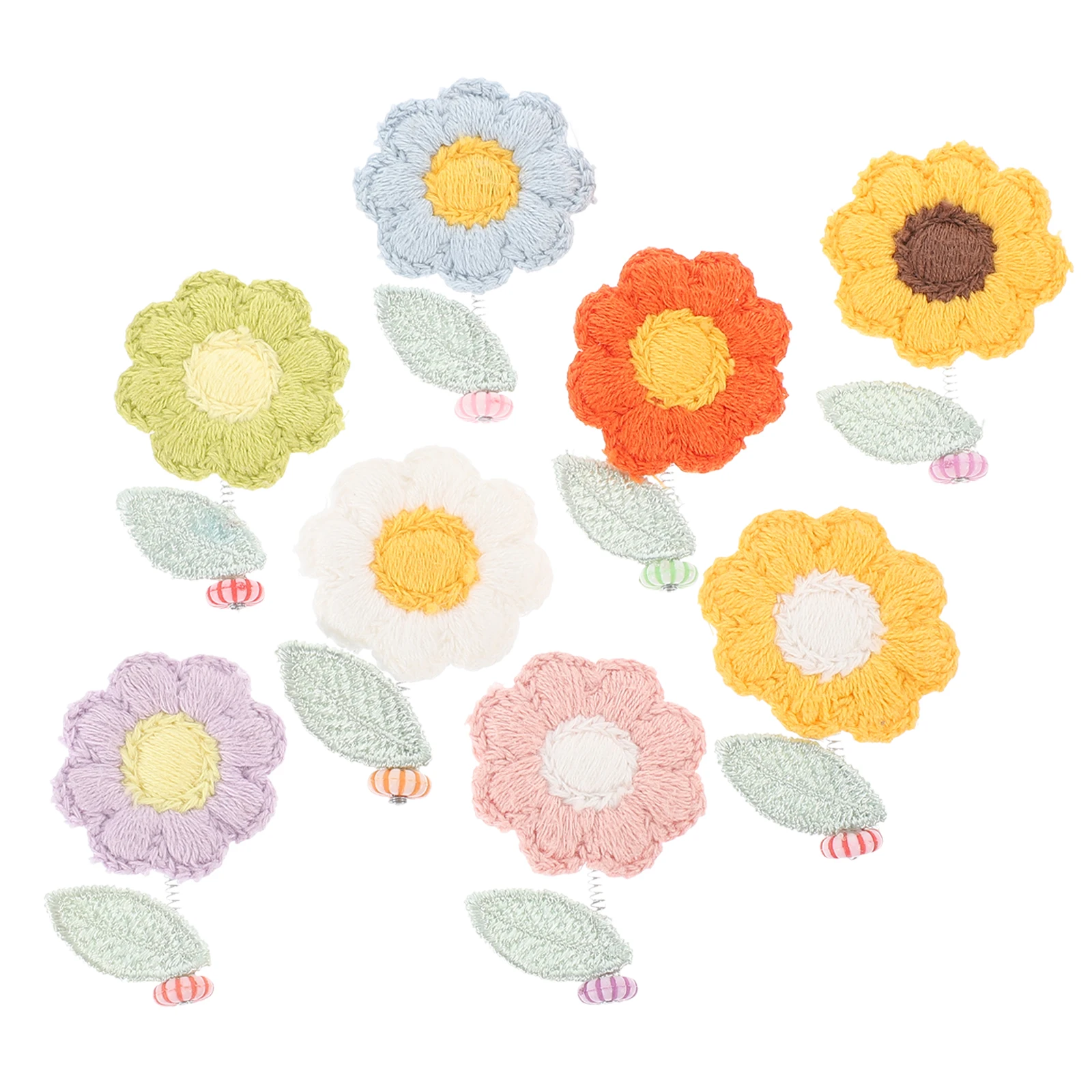 

8 Pcs Car naments Sunflower Shaking Head Dashboard Decor Knitted Adornments Cloth Flowers Miniature Flower Car Decor