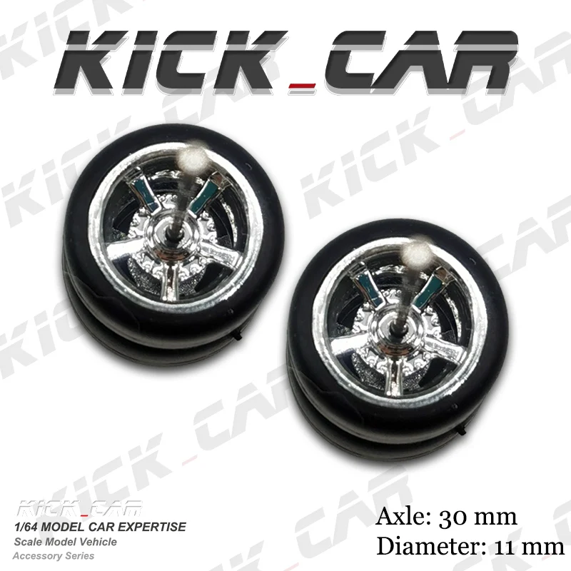 Kickcar 1/64 Wheels Rubber Tires Spoke Detail-up Modified Kit for 1:64 Hotwheels Model Car Toy Wheel Kit 4pc/bag