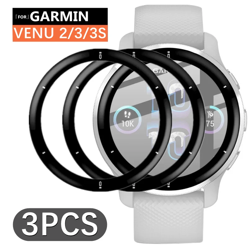 Protetor de tela para garmin venu 3, 3s, 2 plus, 20d, borda curva, cobertura total, película protetora macia, não vidro