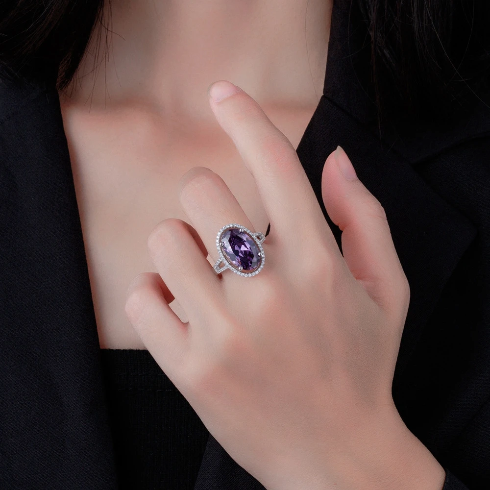 Wong Rain 925 Sterling Silver Oval Cut 10*16MM Amethyst Gemstone Fine Vintage Ring for Women Engagement Jewelry Gifts Wholesale