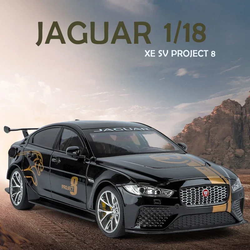 Jaguar XE SV Project 8 Alloy Car Model Simulation 1:18 with Sound Light Collection Miniature Voiture Diecast Boy Toy Home Decor