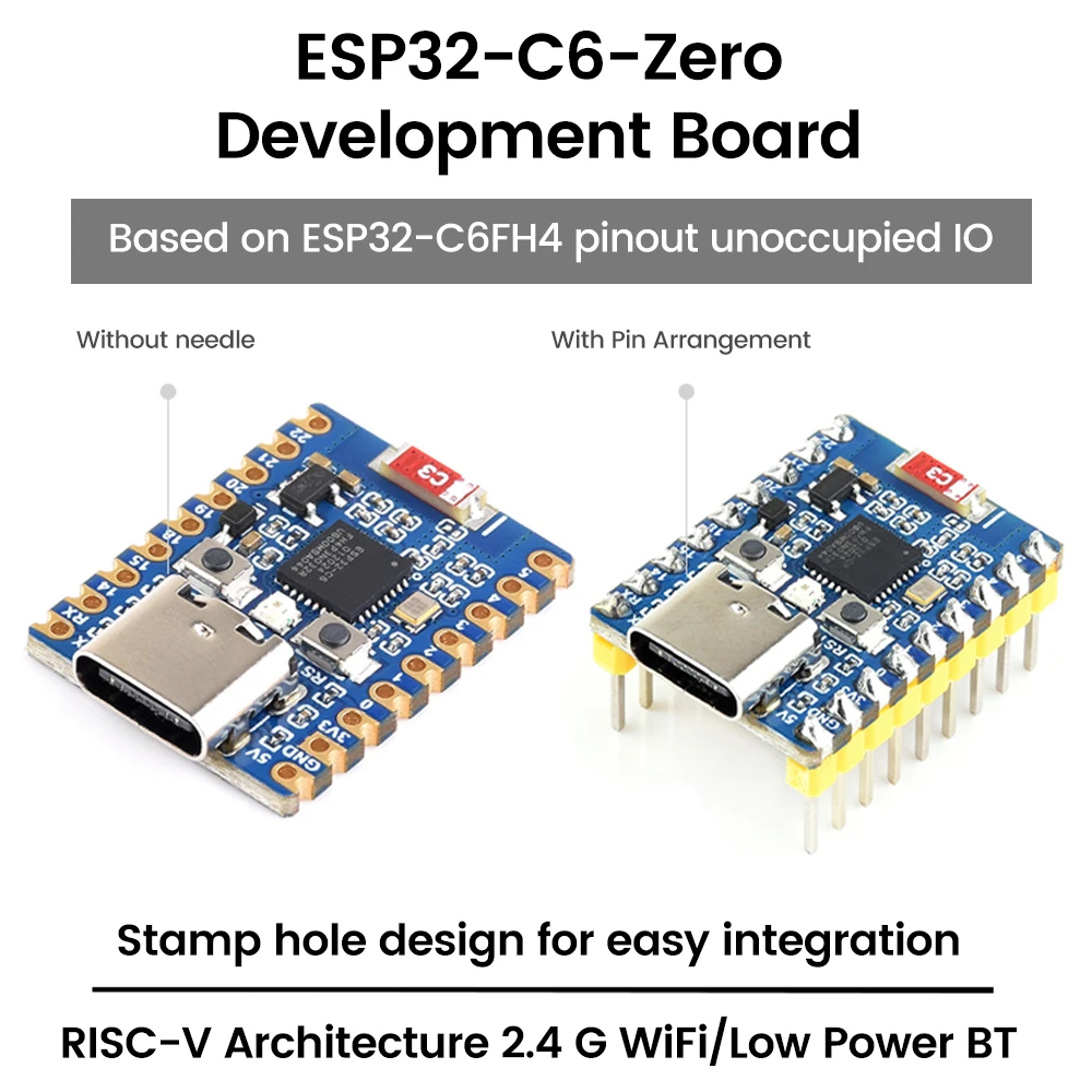 

ESP32-C6-Zero макетная плата Mini WiFi 6 модуль Bluetooth плата с двумя процессорами на базе 4 Мб Flash Type-C ESP32