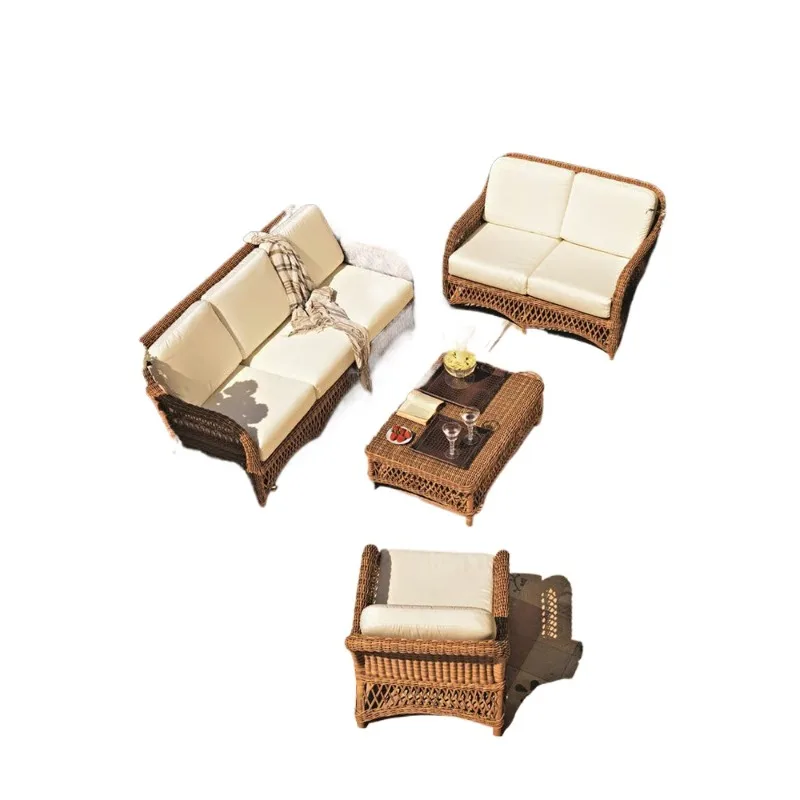 

Уличный диван-кресло из ротанга для балкона, двора, сада, террасы, водонепроницаемый, из алюминиевого сплава, для отдыха на открытом воздухе