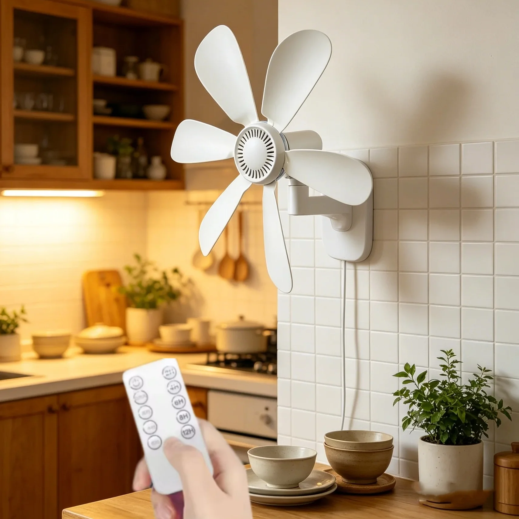 Wall Mount Fan with Remote and Timer Small 5V USB Fan with Powerful 4 Speeds Quiet Corner Fans for Bedroom Kitchens