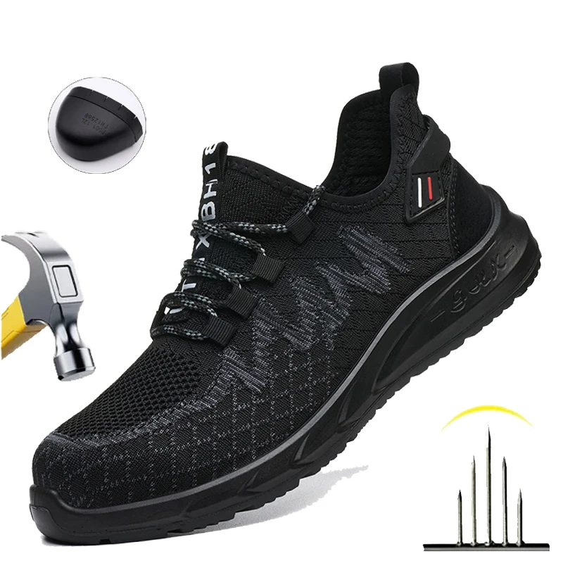 

Защитная обувь со стальным носком для мужчин и женщин, рабочие кроссовки, легкие дышащие неразрушимые рабочие туфли, мужские защитные ботинки 36-46