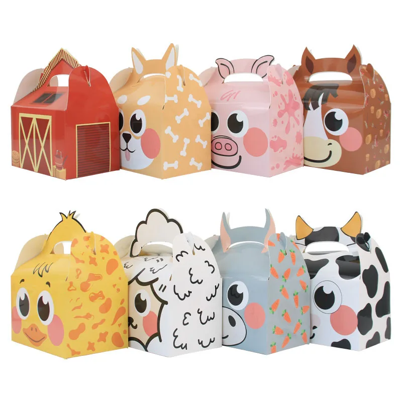 24PCS Farm Animal theme Kids Birthday Decorations Supplies Party Favor Boxes Barnyard Happy Treat Boxes Candy Goodies Gift Box