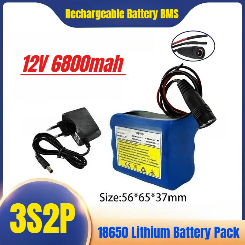 

18650 Lithium Battery Pack 3S2P 12V 6800mah Rechargeable Battery BMS