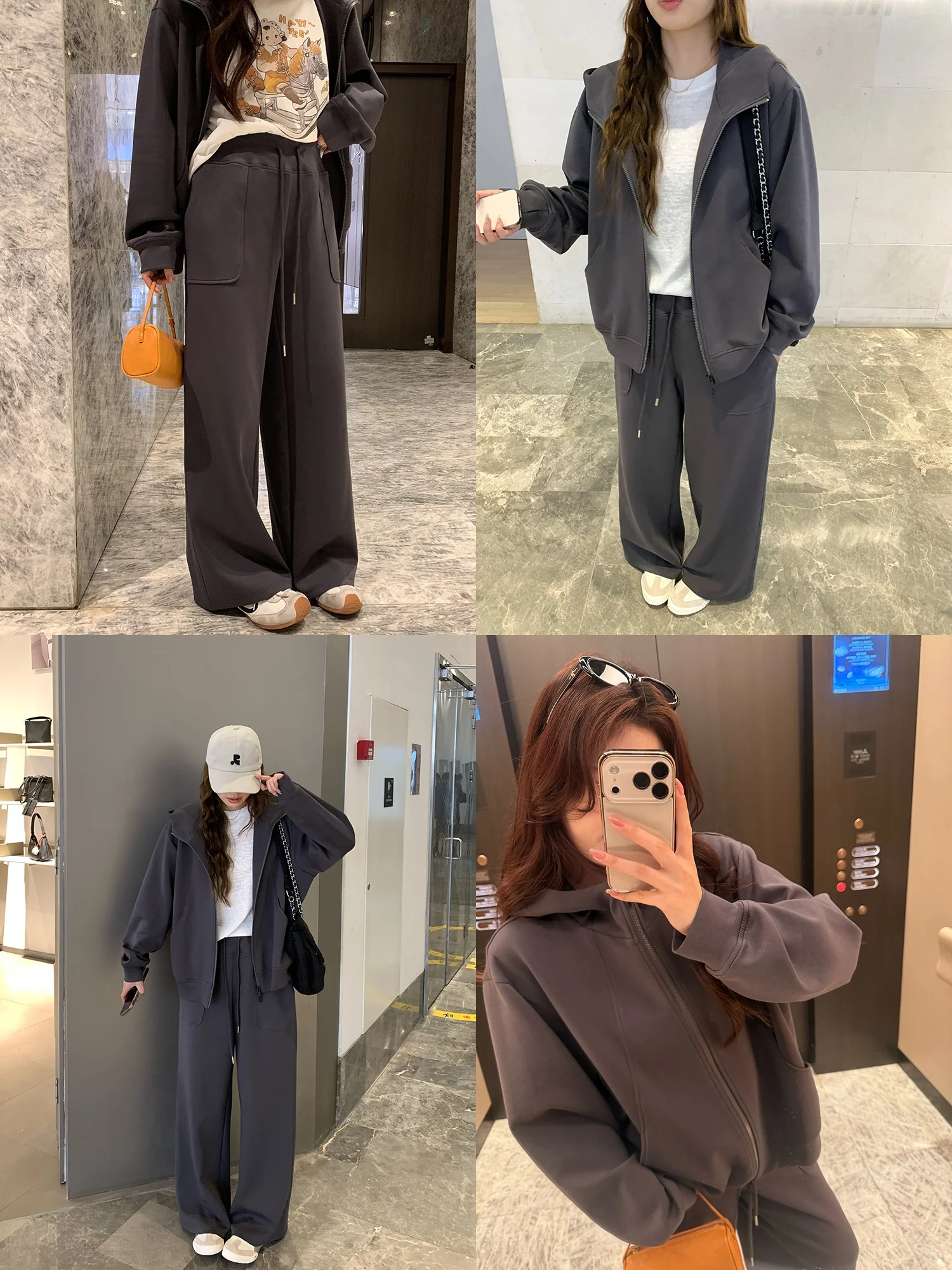 

NAZ plus Size Hoodie Cardigan Set Women's Faion Spring Air Layered Casual Long Pants Slimming Effect Comfortable Cotton Blend