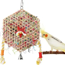 Hexagonal Bird Foraging Shredding Toy, Parrot Conure Acessórios, Poleiro e Periquito Budgie, Brinquedo Tubo De Papel