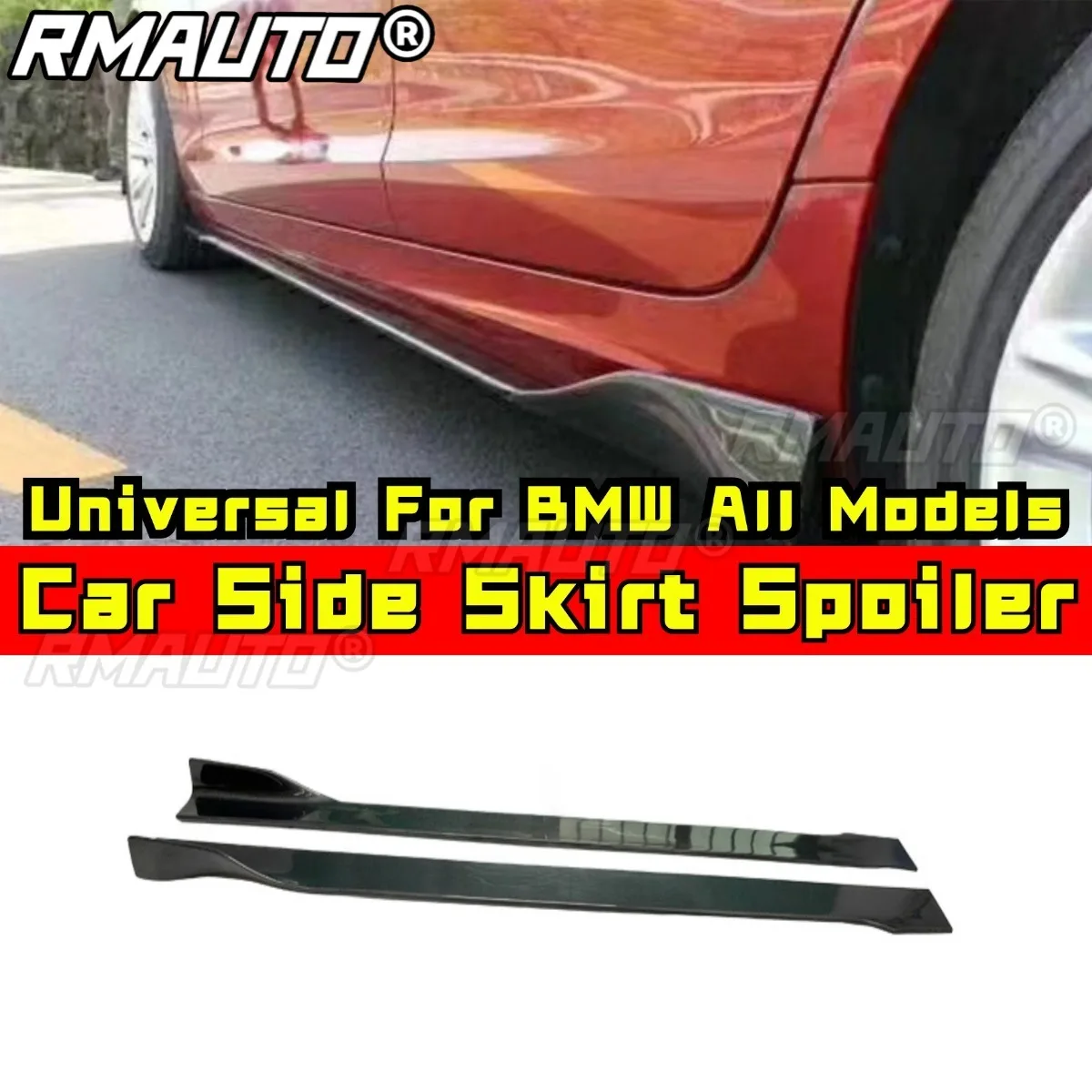 Real Carbon Fiber Look Car Side Skirt Lip Spoiler Guard Apron Splitter Universal For BMW All Models Body Kit Car Accessories