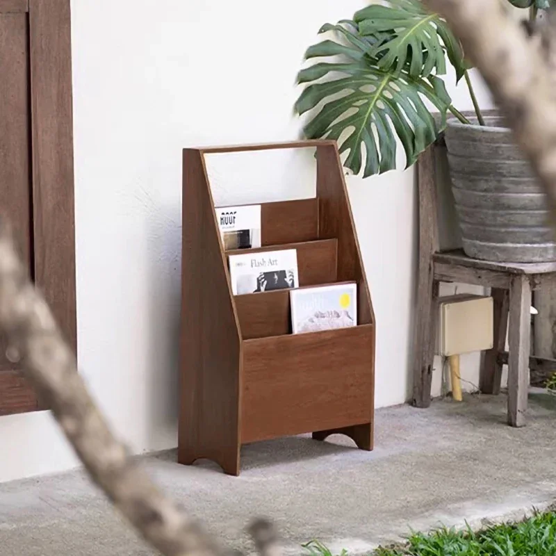 Solid wood magazine shelf Small bookshelf Internet celebrity marine board storage