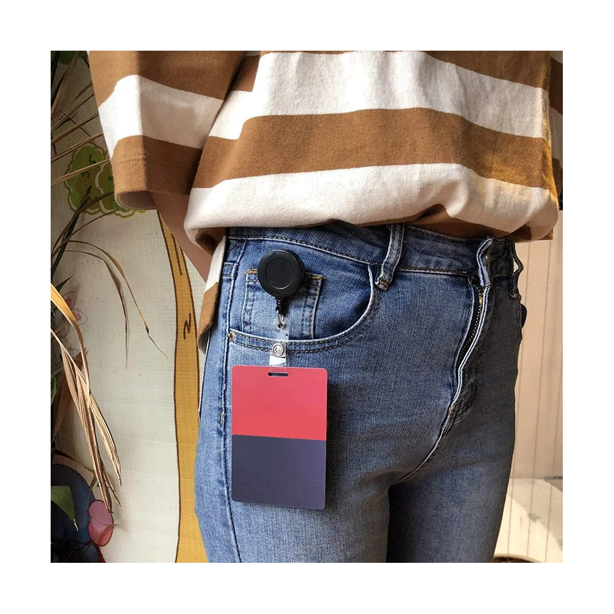 2 Pack - Retractable ID Name Badge Holder Reels with Swivel Alligator Clip (Black)