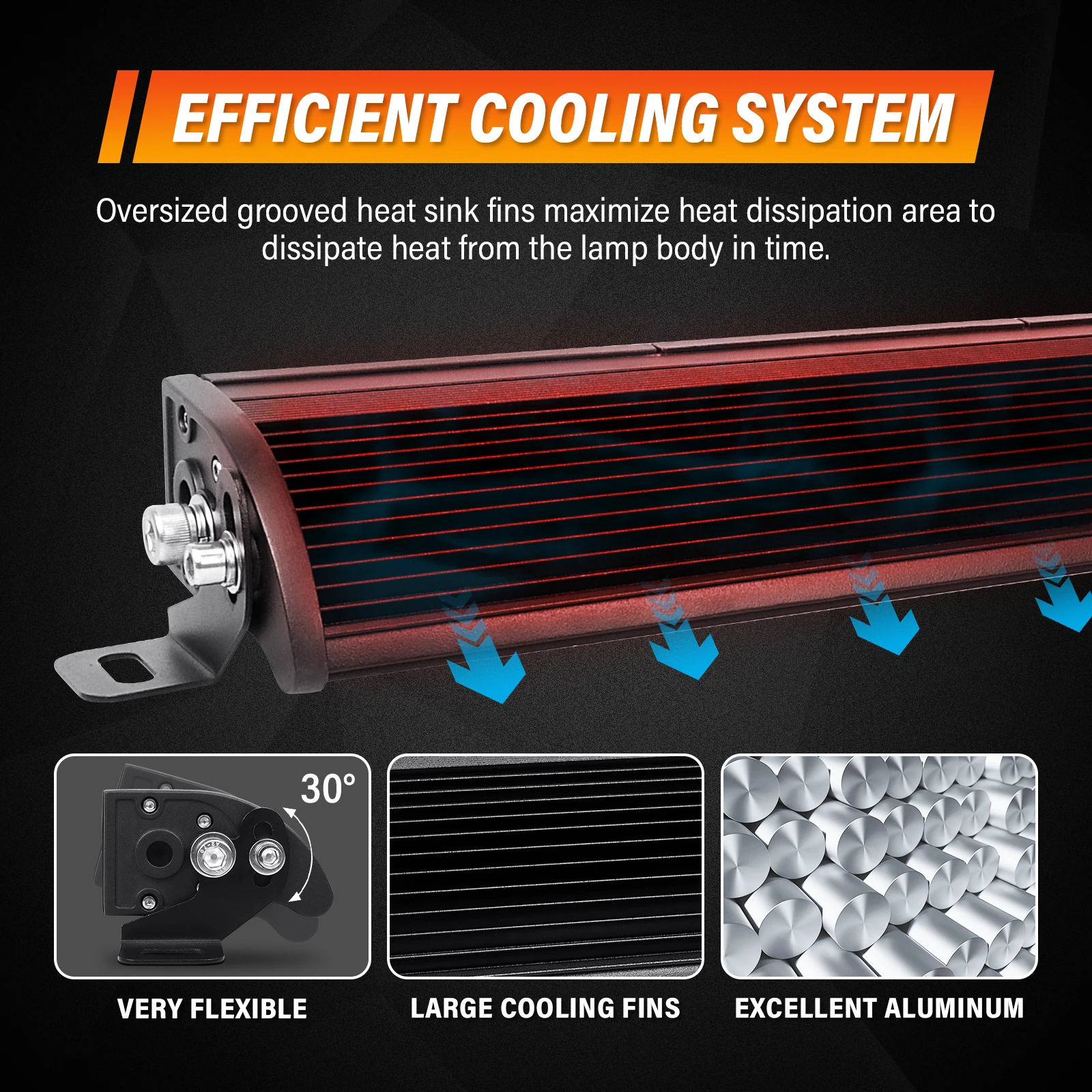 6-54-calowy pasek LED 30-300W 4x4 z zestawem wiązki przewodów 12v, listwa świetlna LED do pojazdów terenowych, ciężarówek ATV, bursztynowo-białe światło przeciwmgielne