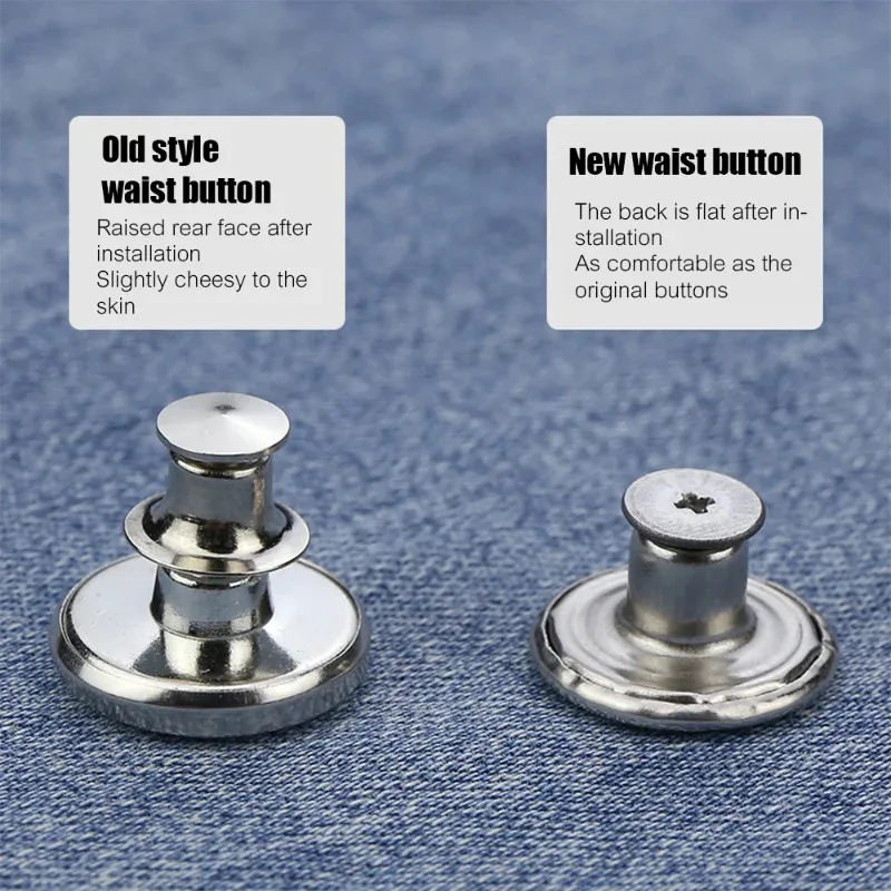 5/10Pcs 17mm Jeans Waist Buttons Adjustable Nail Free Waist Extenders Buttons Detachable Clothing Buckle With Screwdriver