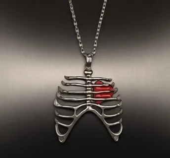 Gothic Heart Rib Cage Necklace Anatomical Human Anatomy Medical Lung Pendant Gunmetal Fashion Hot Charm Punk Jewelry