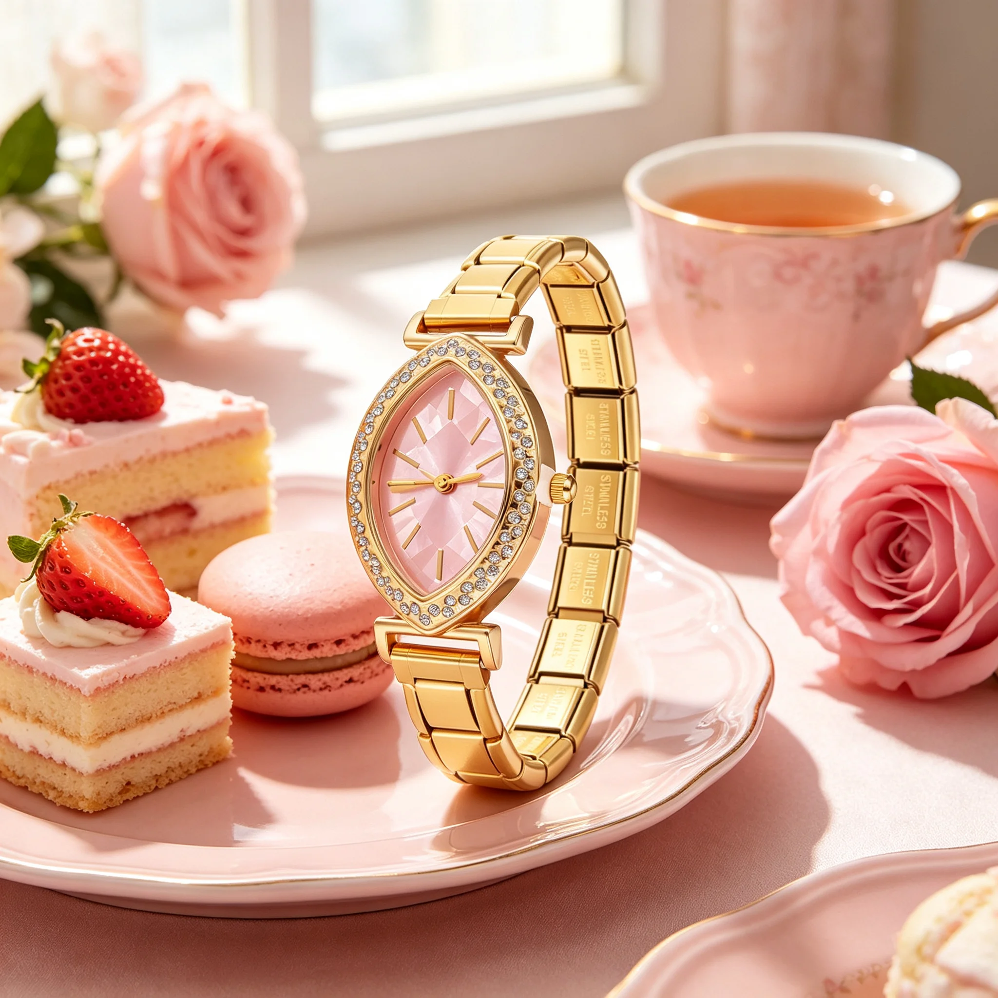 Wholesale Zircon Oval Simple Elastic Italian Charm Watch Fit 9mm Bracelets Bangle For Women Friend Birthday Gift DIY Jewelry