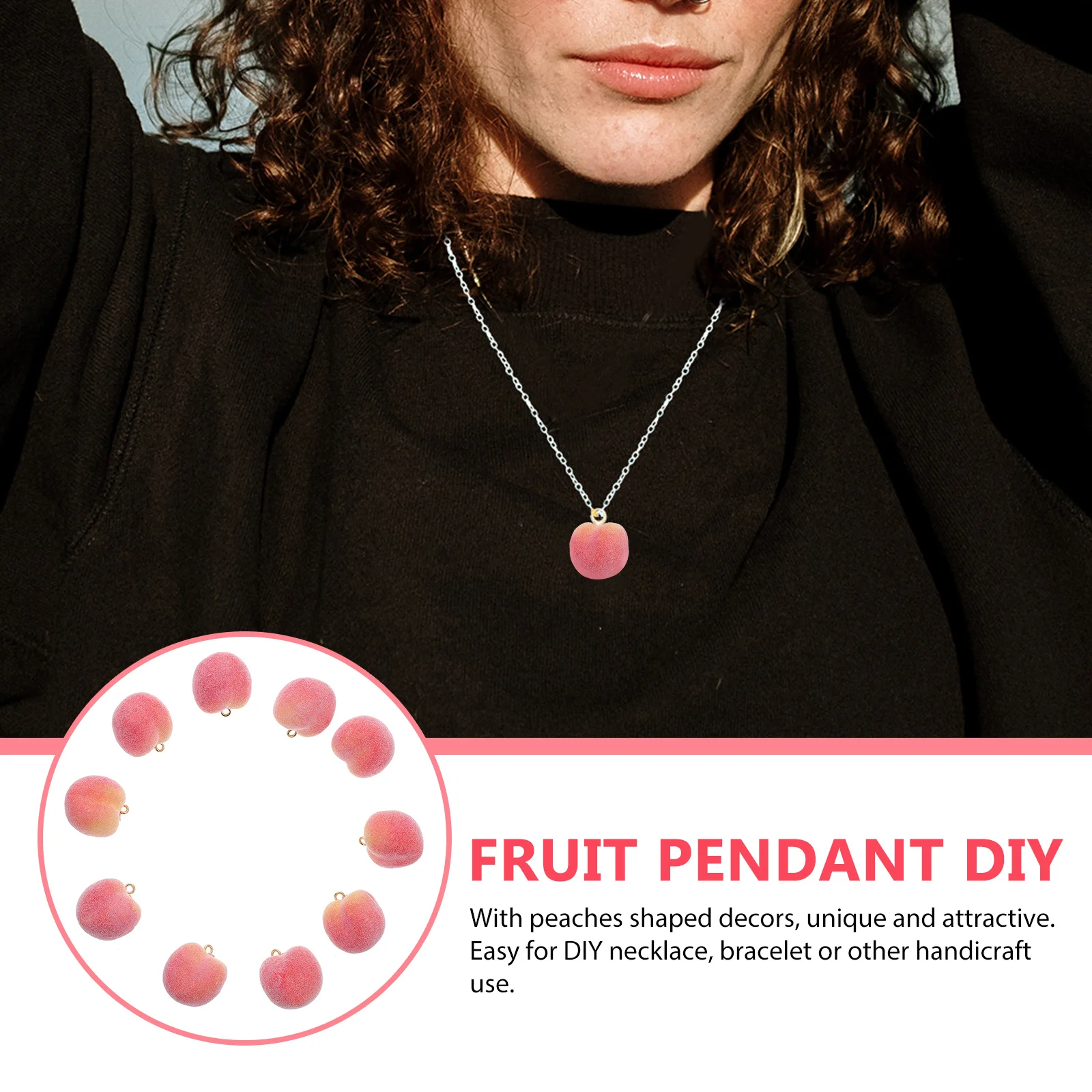 

10Pcs Durable Peach Pendant Charms for Jewelry DIY Craft Making Necklace Earring Accessories Handmade DIY Peach Pendant