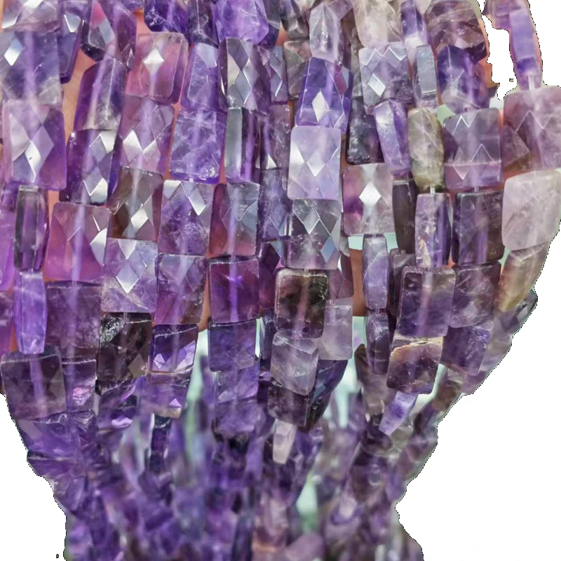 New Natural Amethyst Cut Rectangular Loose Bead Handmade DIY Bracelet Necklace Sweater Chain Jewelry Accessories Wholesale