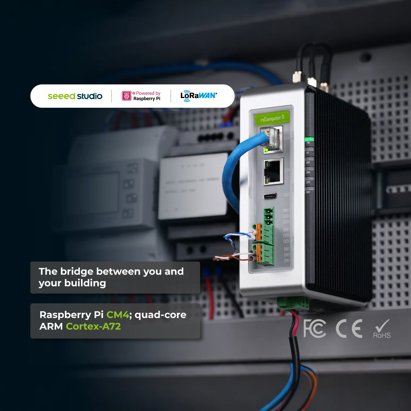 Raspberry Pi IoT LoRaWAN Gateway Industrial Controller CM4-Powered AI Capability BMS BAS iBMS 3xRS485,2xethernets,BACnet,Modbus