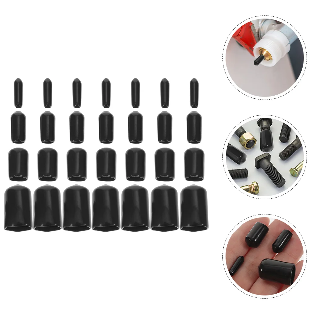 80pcs Thread Protector Rubber End Caps 3 6 9 12mm Inner Diameter Furniture Metal Tubing Post Cover Protective Screw Cap