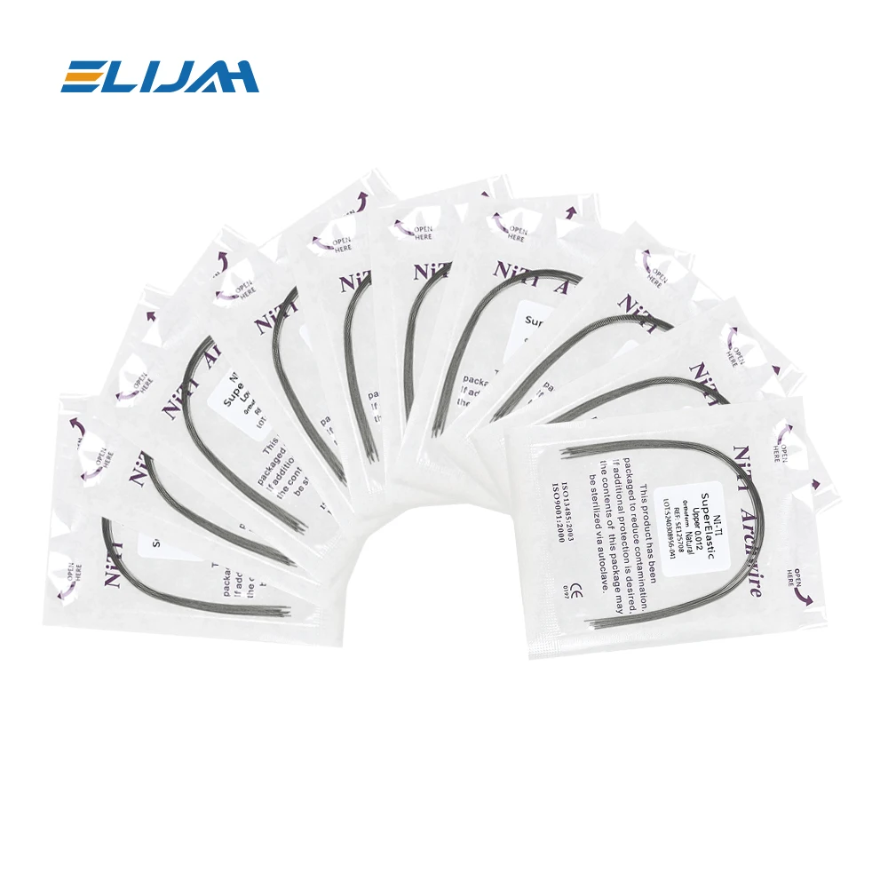 ELIJAH  Dental Orthodontics Niti Bow Wire Round Rectangular Natural Shape 10 Pcs/pack Niti Bow Wire Dental Accessories