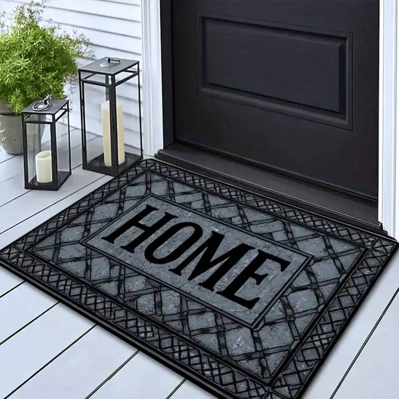 A Stylish Gray HOME Letter Combination Doormat - Made Of Thick Plush Material With A Sponge Thickness Of 1.02 And A Weight Of 580 Grams Per Square Meter