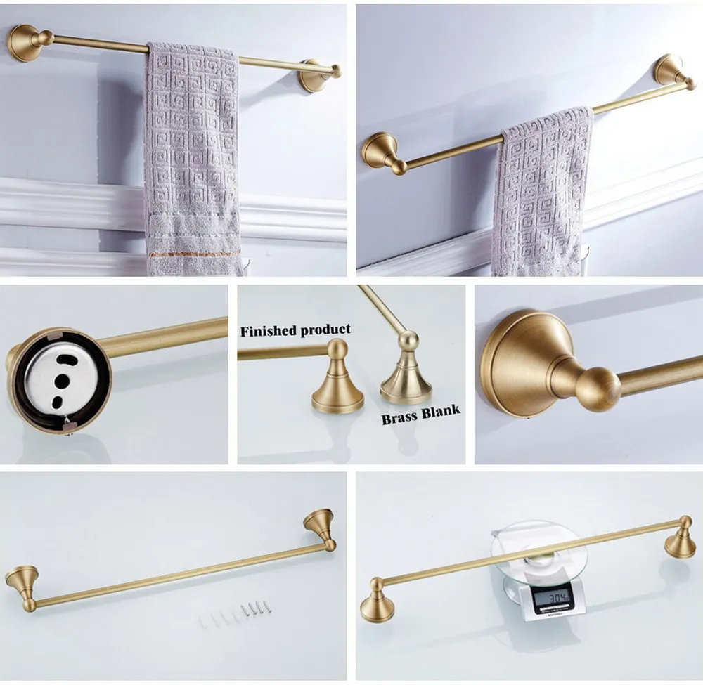 Bathroom Accessories Antique Brass Collection, Towel Ring, Paper Holder, Toilet Brush, Coat Hook, Bath Rack, Soap Dish Nzh05