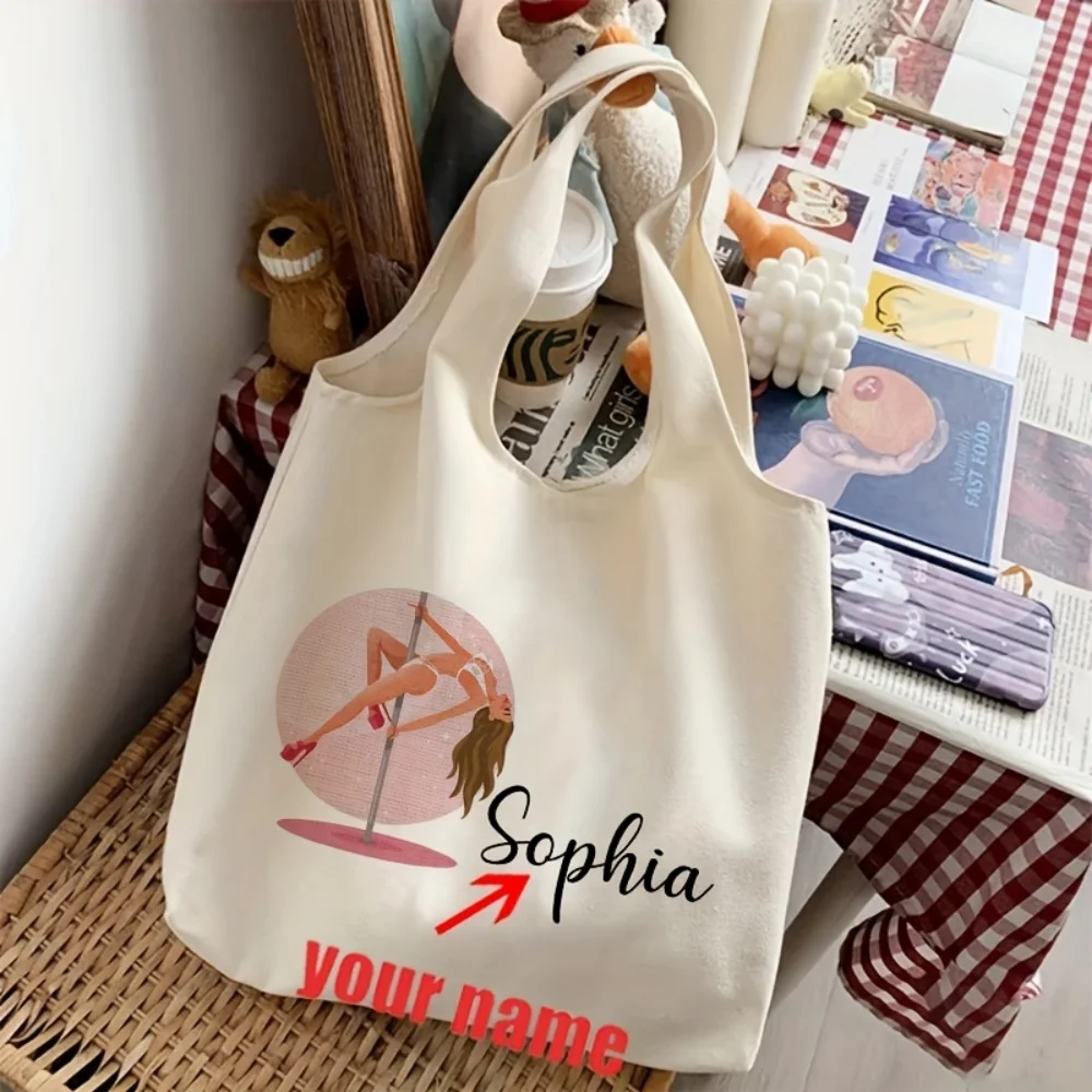 1Pc/5Pcs Personalized Custom Name/Text Handbag Dancer Pattern Tote Bag Women Shopping Tote Travel Bag Gift for Dancer Gift