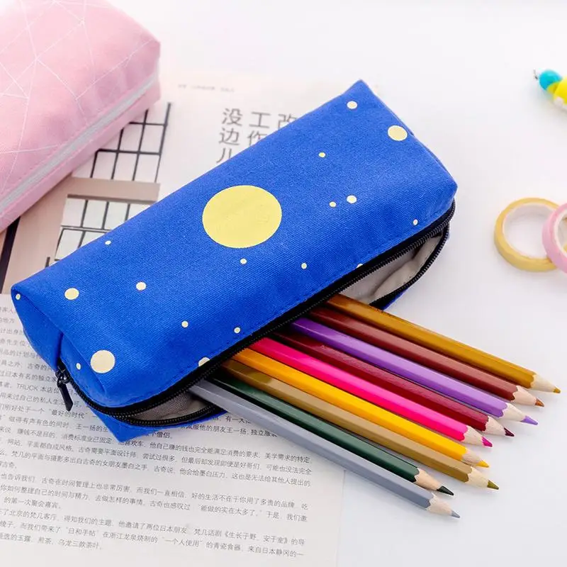 Creative Pencil Case Big Capacity Star Pattern Pencil Pouch Pencil Case Aesthetic School Pencil Bag With Zipper For School