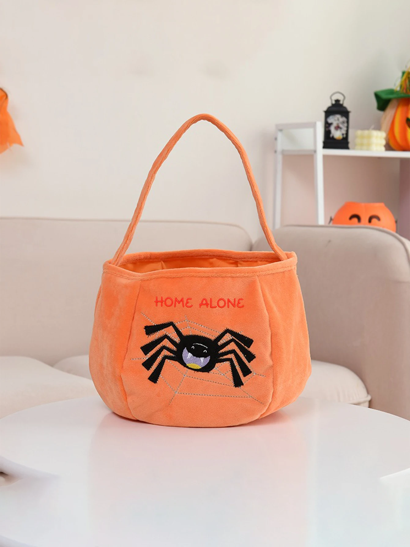 (Please private message customer service) Embroidery DIY graphic customization, Halloween pumpkin shoulder bag