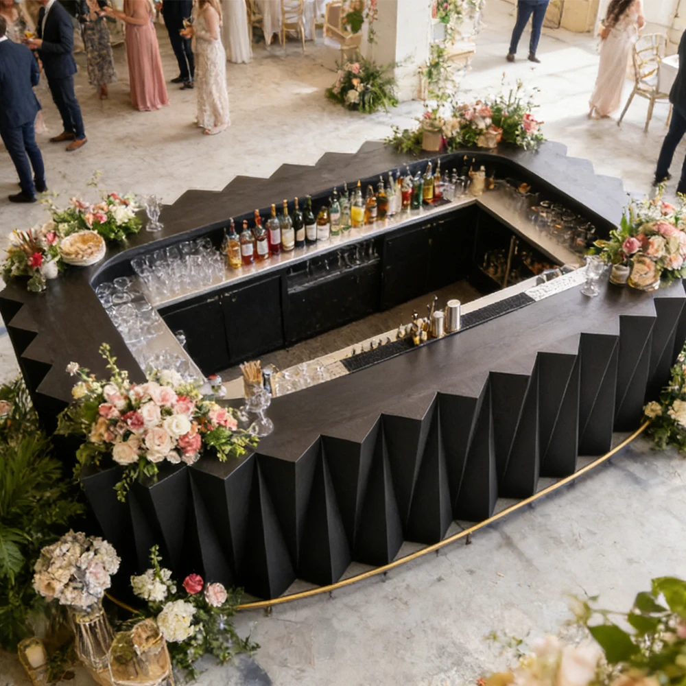 2026 Contemporary New Design Solid Wood Frame Party Rental Wedding Event Rectangle bar Counter